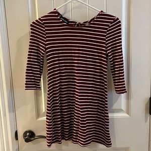 Maroon and white striped dress